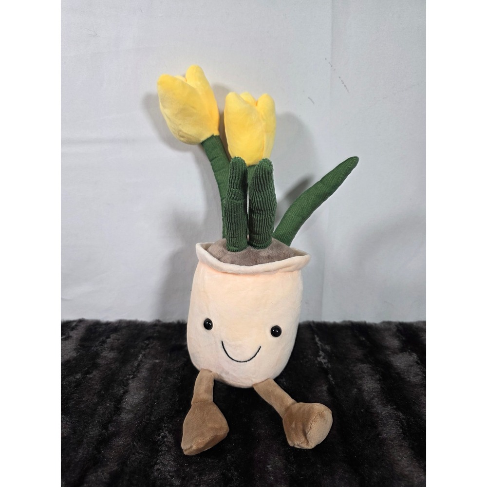 Tulip Potted Plant Plush Yellow Flower Soft Toy Decor